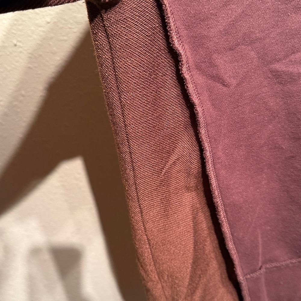 Brown sweatshirt relaxed size medium two tone button ruffle distress detail NEW - Picture 4 of 8